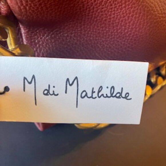 NWT Burgundy Italian Leather bag w/decorative chain - Picture 2 of 9